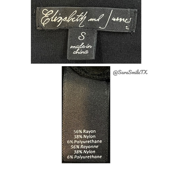 ELIZABETH & JAMES Black Low V-Neck Long Sleeve Fitted Party Dress NWOT - Picture 14 of 14